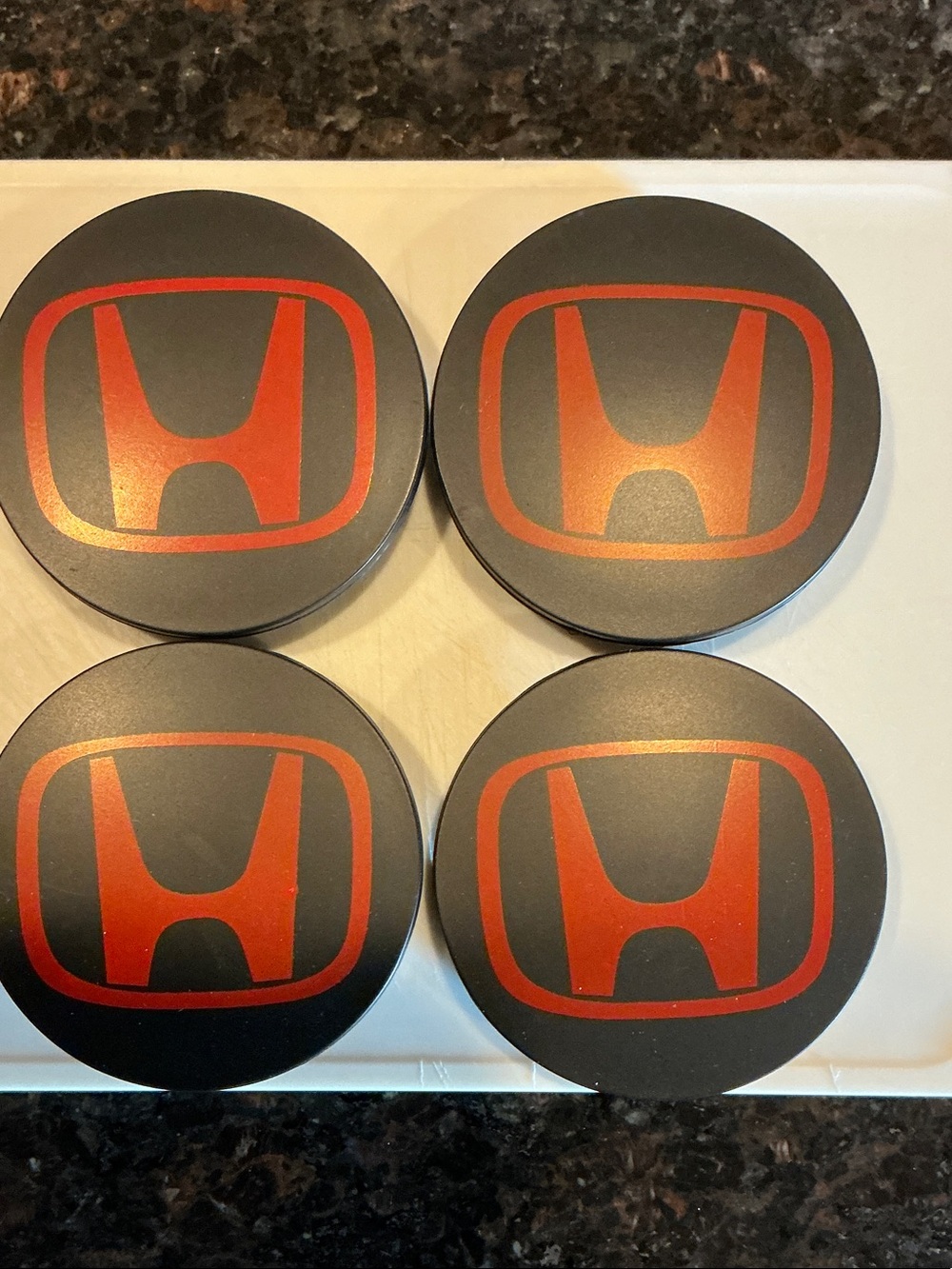 Honda Wheel Center Cap Inserts with Red Emblem - Set of 4